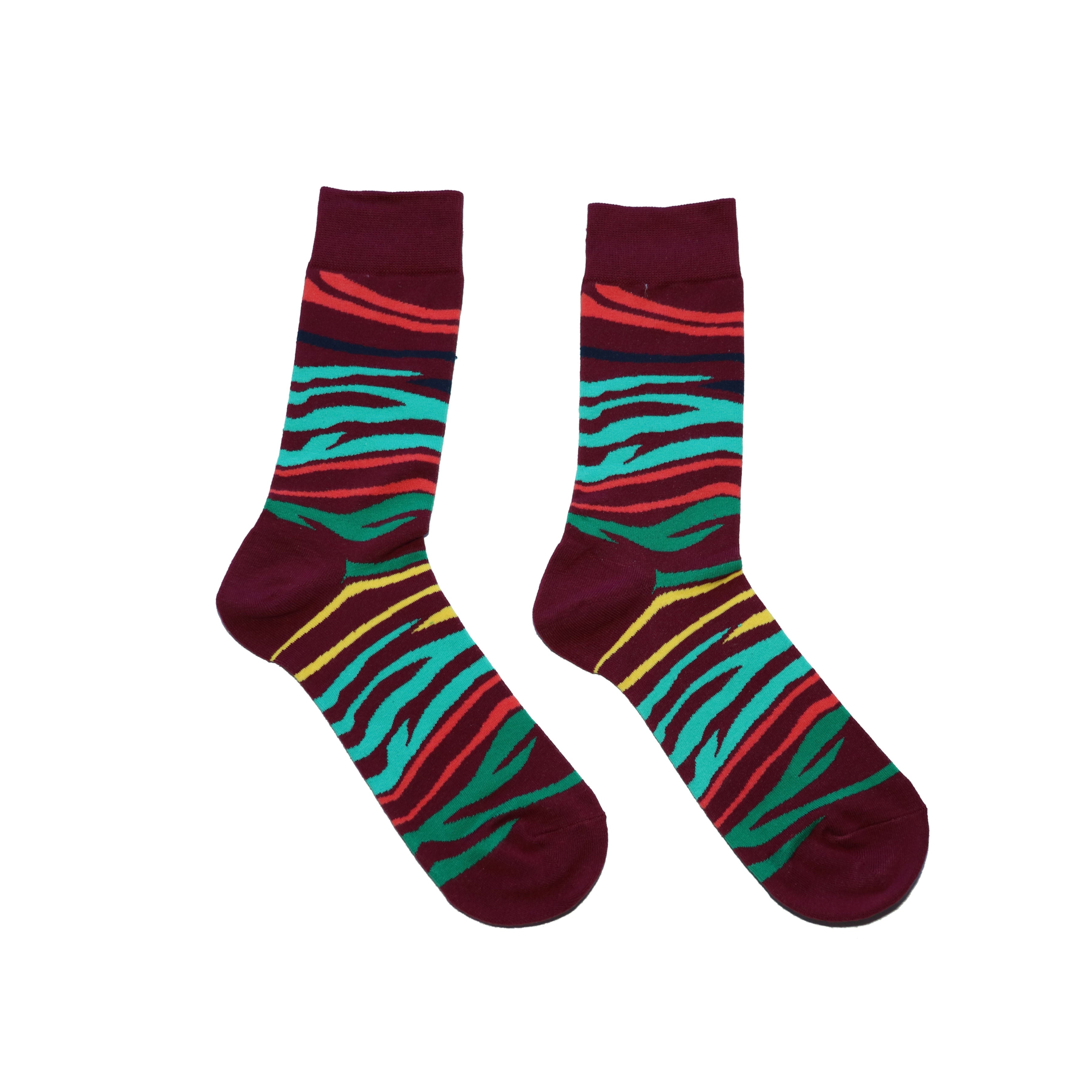 Maroon Socks with Tiger Stripes Design