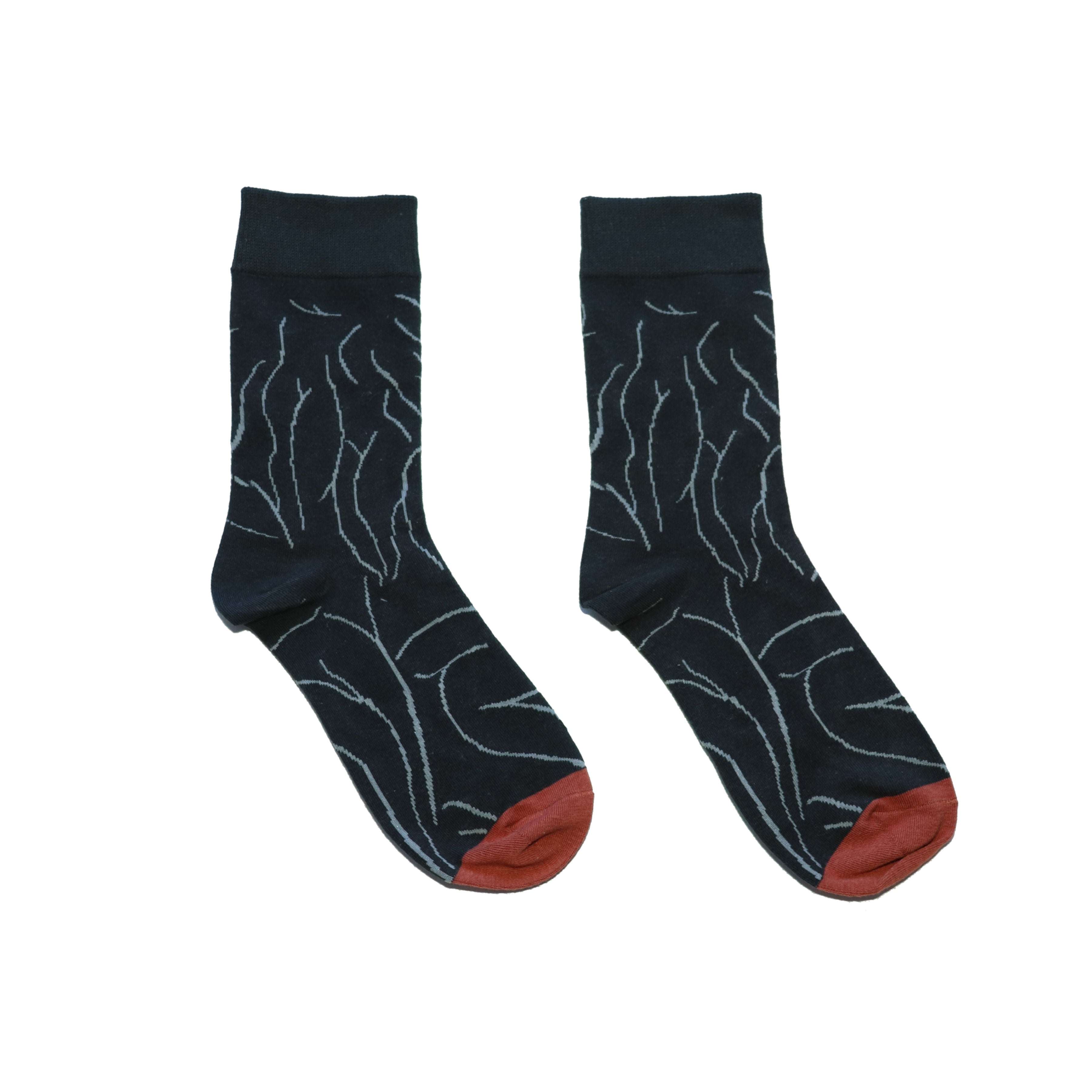 Midnight Grey Lines Socks