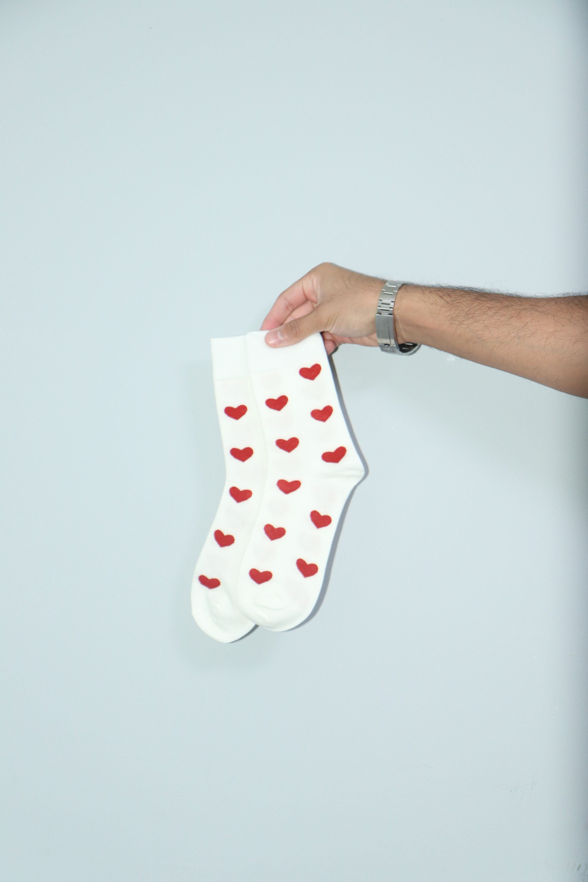 Crimson Heart White Socks